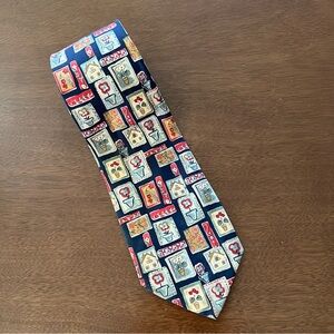Men’s Visage Colorful Homes Floral Patterned 100% Silk Tie Made in Italy Vintage
